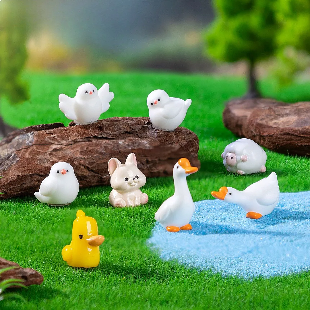 100pcs Wholesale 3D Resin Animal 3D Duck Miniatures for Fairy Garden DIY Accessories Home Dollhouse Decoration