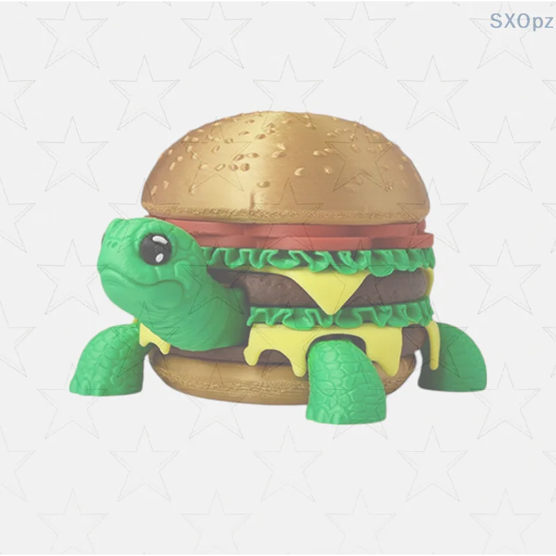 

3D печатная гамбургерная черепаха, съемный шарнир, подвижный 2,4 дюйма, настольный орнамент, игрушка, праздничные подарки, настольная игрушка с животными