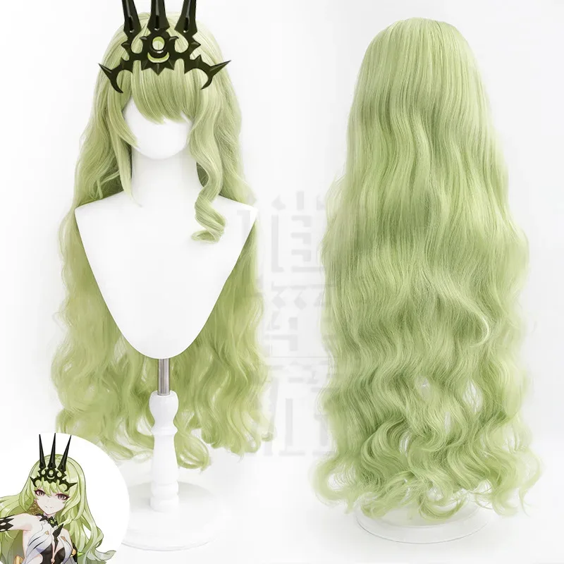2025 11 100CM 39 Inch Honkai Impact 3rd Cosplay Women Game Mobius Green Wavy Wig Headwear Halloween Party