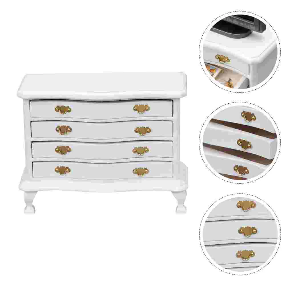 Dollhouse Cabinet Decorations White Multi-drawer Chest Furniture Model Miniature Micro Scene