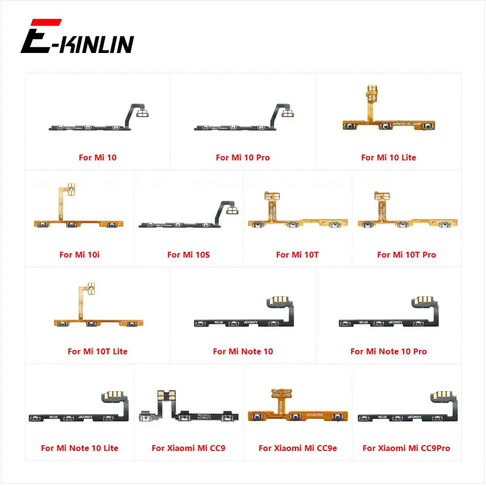 Switch Power ON OFF Button Flex Cable Ribbon For XiaoMi Mi Note 10 10i 10S 10T CC9e CC9 Pro Lite Mute Silence Volume Key Parts