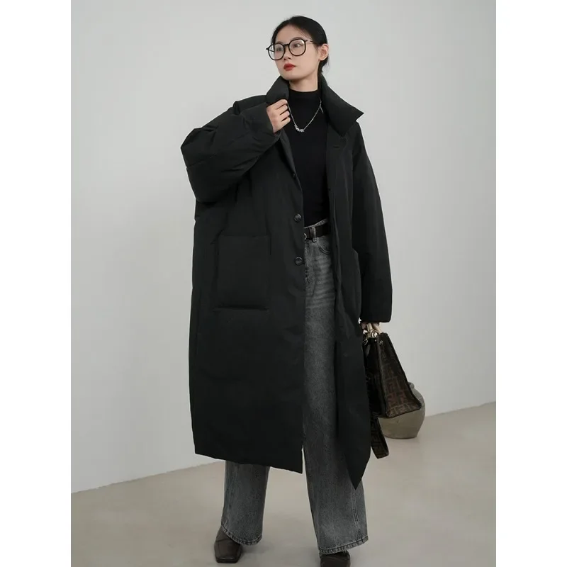 

Новинка 2024, зимняя хлопковая куртка для женщин, модная свободная хлопковая куртка средней длины, Западная Свободная куртка, Трендовое хлопковое пальто