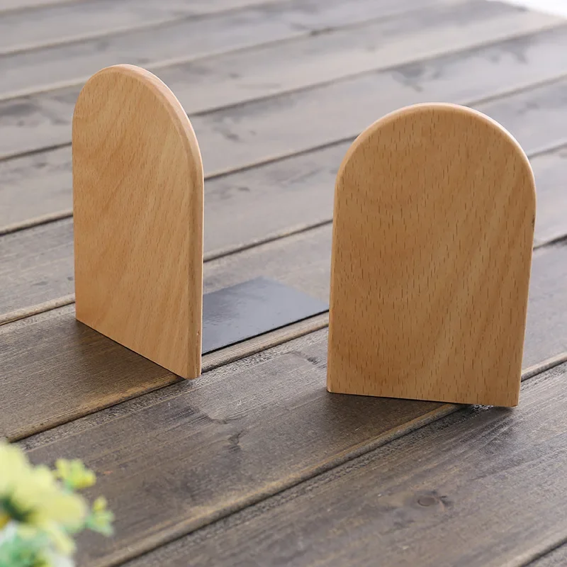 1pc Nature Bamboo Desktop Organizer Bookends Book Ends Stand Holder Shelf Bookrack Office Home Accessories