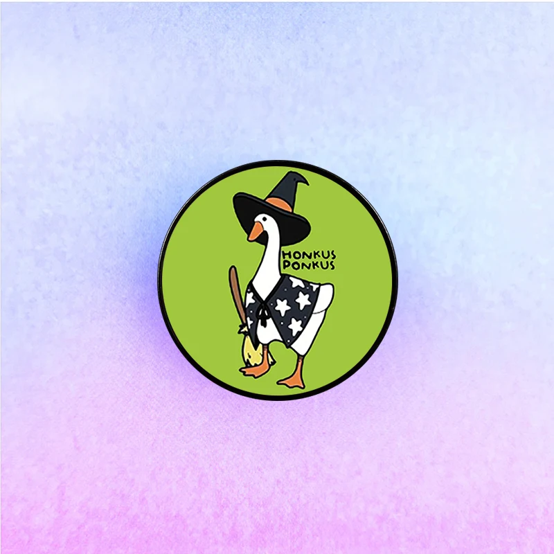 1 шт., симпатичная круглая брошь Honkus Ponkus Goose на заказ, креативная Металлическая Булавка, аксессуары для рубашки, броши, булавки для женщин