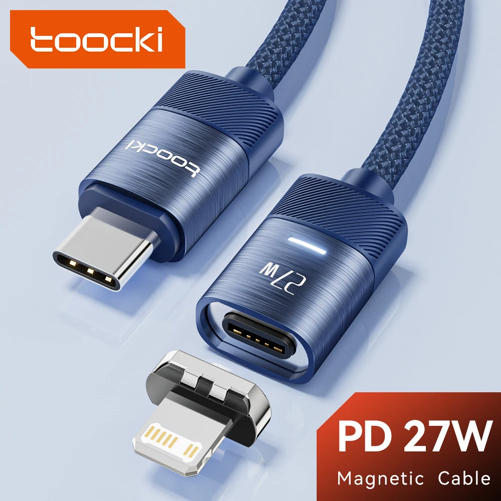 Toocki PD 27W Magnetic Type C Cable For iPhone 14 13 12 11 Pro Max X XR XS 8Plus LED Indicator 2.4A Fast Charge Magnet Data Cord