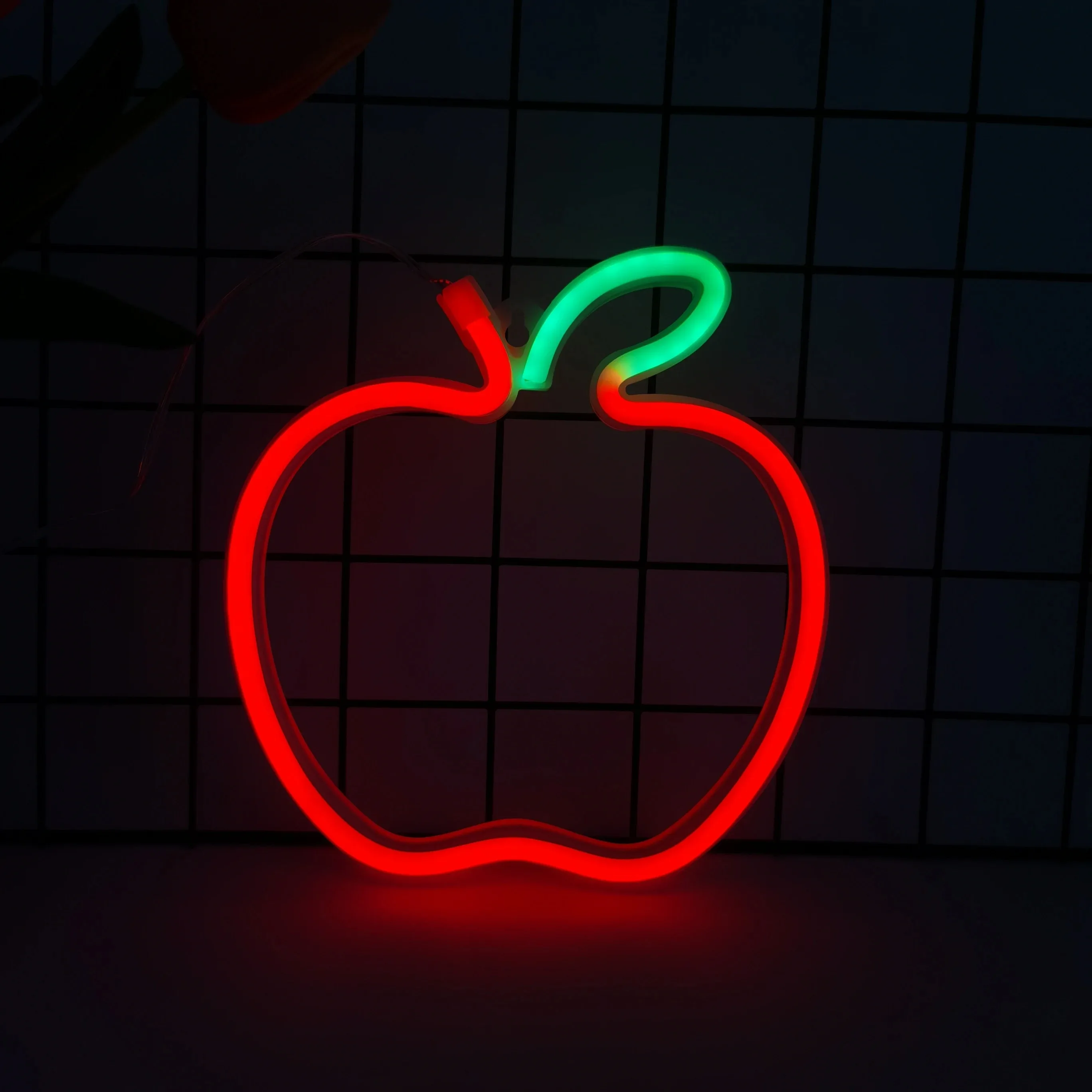 

Cute Apple Glowing Neon Sign, Dual Power Supply Wall Mounted Light, Fashion Atmosphere Lamp for Festival Celebration Daily Home