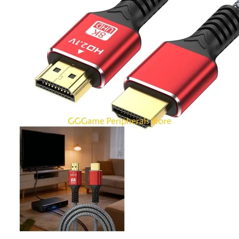 

U55B HDTV 2.1 Cable 8K60Hz Braided Nylon Cord Supports 48Gbps Bandwidth For 4K120Hz 2K240Hz With Gold Plated Connectors