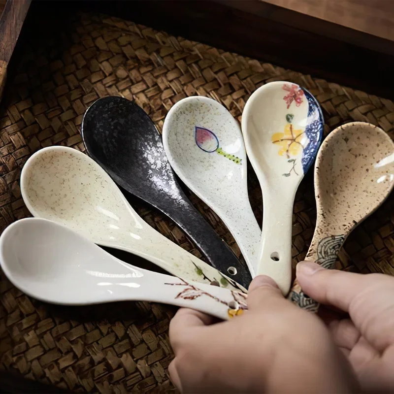 Bone China Spoon Dinnerware Service Ceramic Ladle Dinner Dipper Porcelain Utensil Scoop Tableware Household Kitchenware Supplies