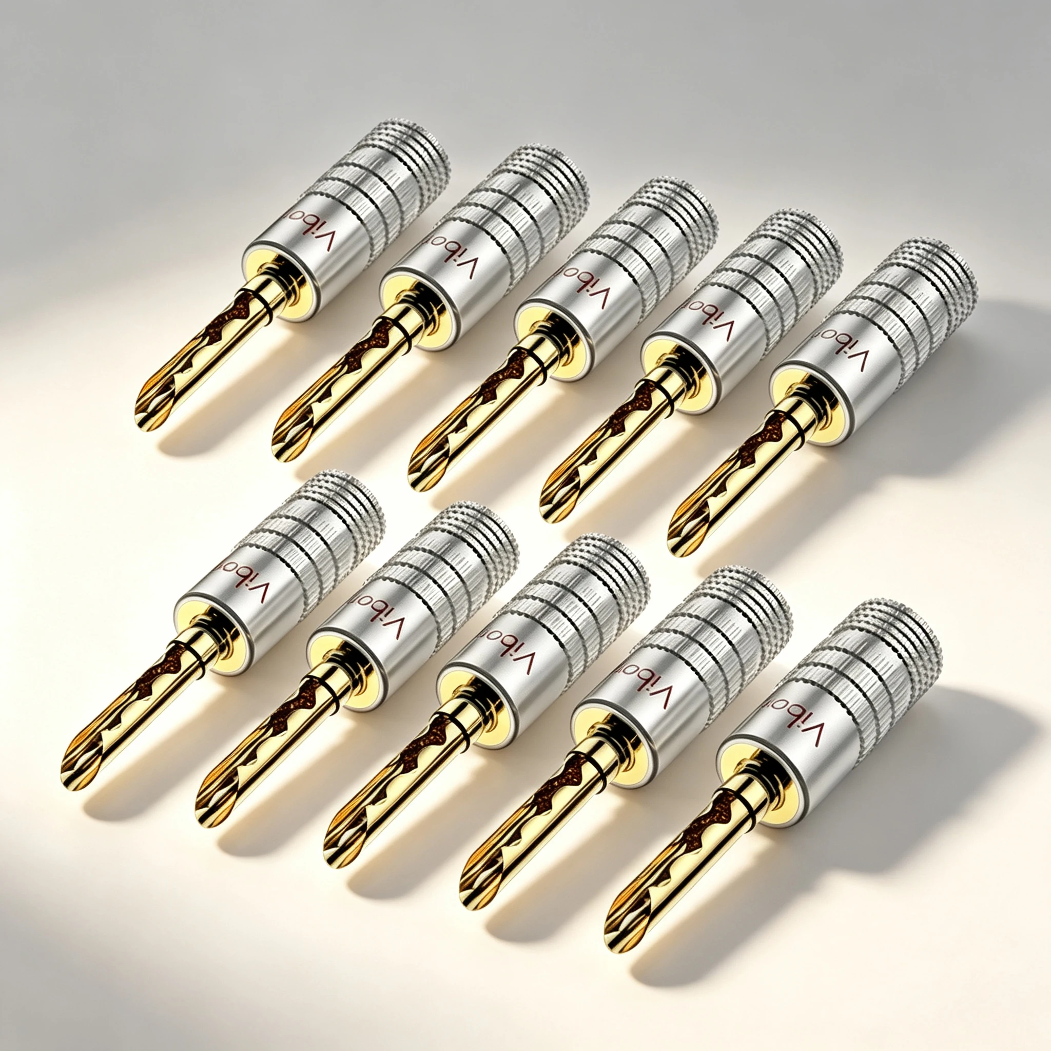 Viborg 24K Gold‑Plated BFA Banana Plug 4mm Double‑Lock Speaker Cable Terminal HiFi Audio Connector for Amplifier Loudspeaker DIY