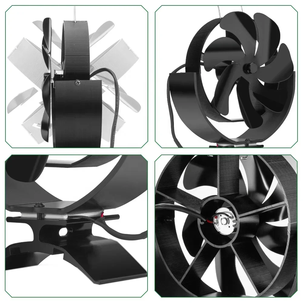 

-for 7 Blades Fireplace Fan 3 IN 1 Flat/Hang Rotation Log Wood Burner Eco Efficient Home Heat Distribution Quiet Stove Fan