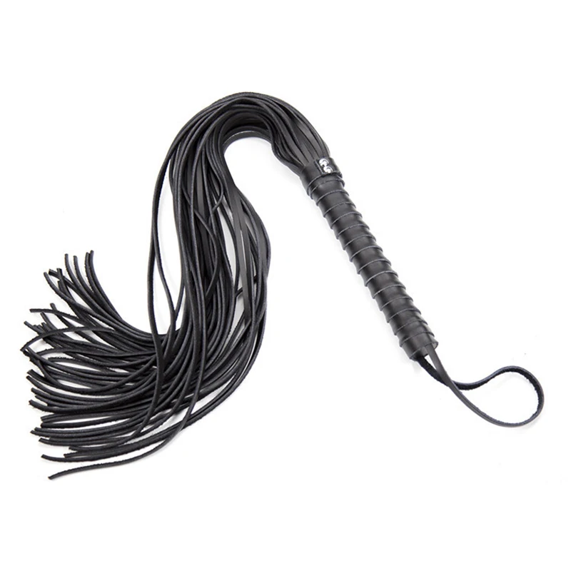 68cm Genuine Leather Handle Tassels Horsewhip Riding Crop Flogger Paddle Slapper Horse Training Dressage Whips