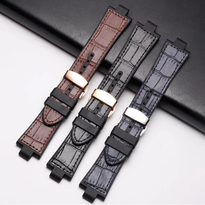 لفيرسا فيتون حزام الرياضة التكنولوجيا الرجال VERB0018 VERB00218 Lea-ther حزام ساعة فراشة مشبك حزام (استيك) ساعة أسود براون مع أدوات