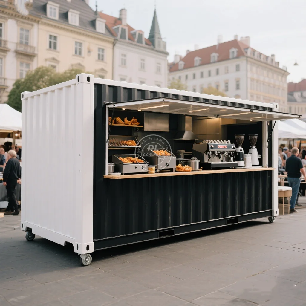 

Prefabricated Street Container Shop Restaurant Mobile Kitchen Container Coffee Kiosk for Vending Catering