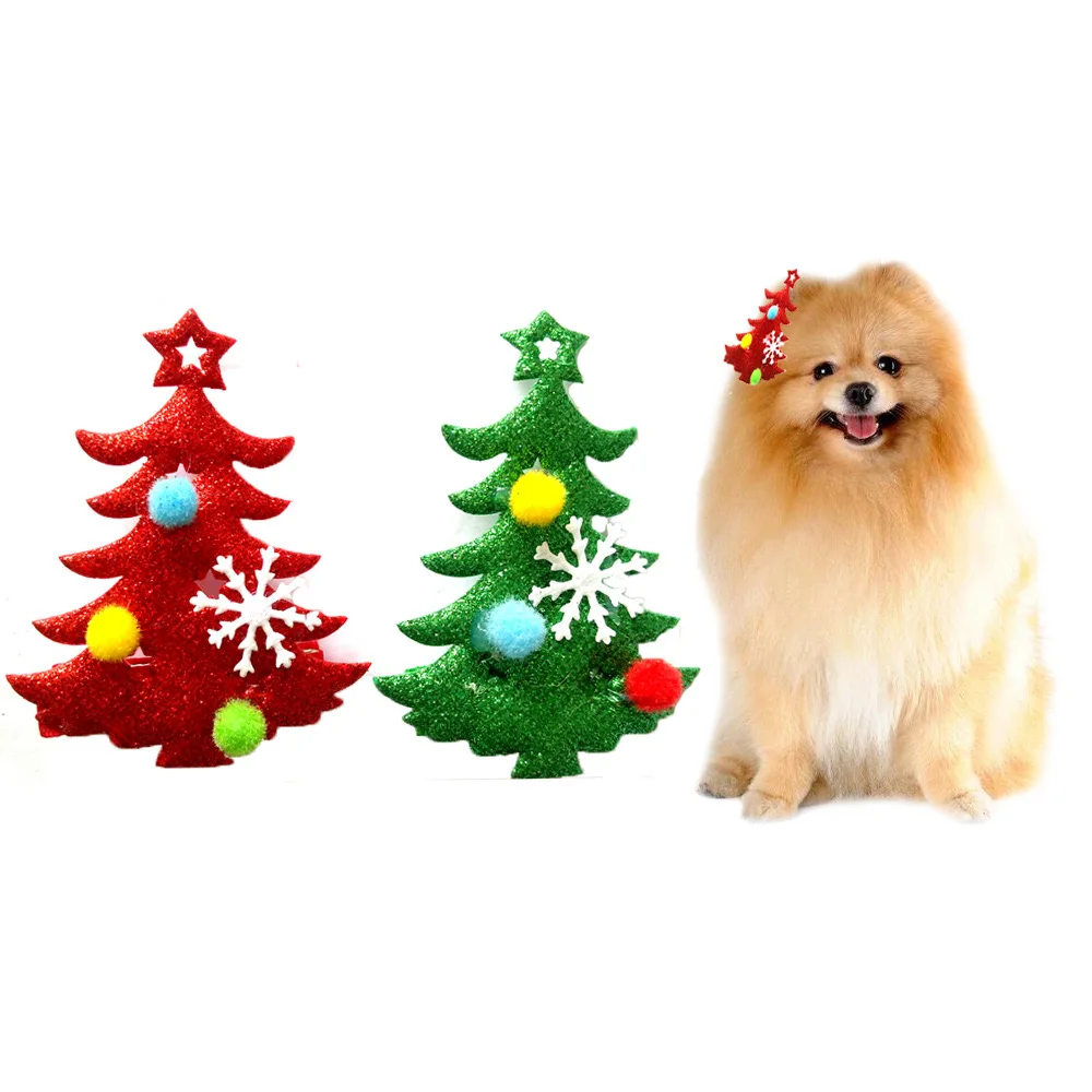 

10PCS Dog Hair Decoration Christmas Tree Hairpin Christmas Dogs Hair Accessories Dogs Supplies Pet Dog Cat Xmas Hair Grooming