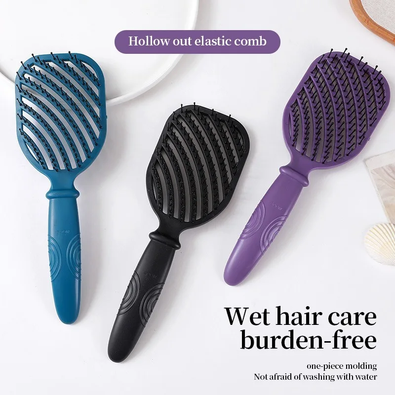 

Colored Scalp Massage Hollow Comb Women Exclusive Long Hair Large Panel Girlish Style Volumizing Styling Rib Comb