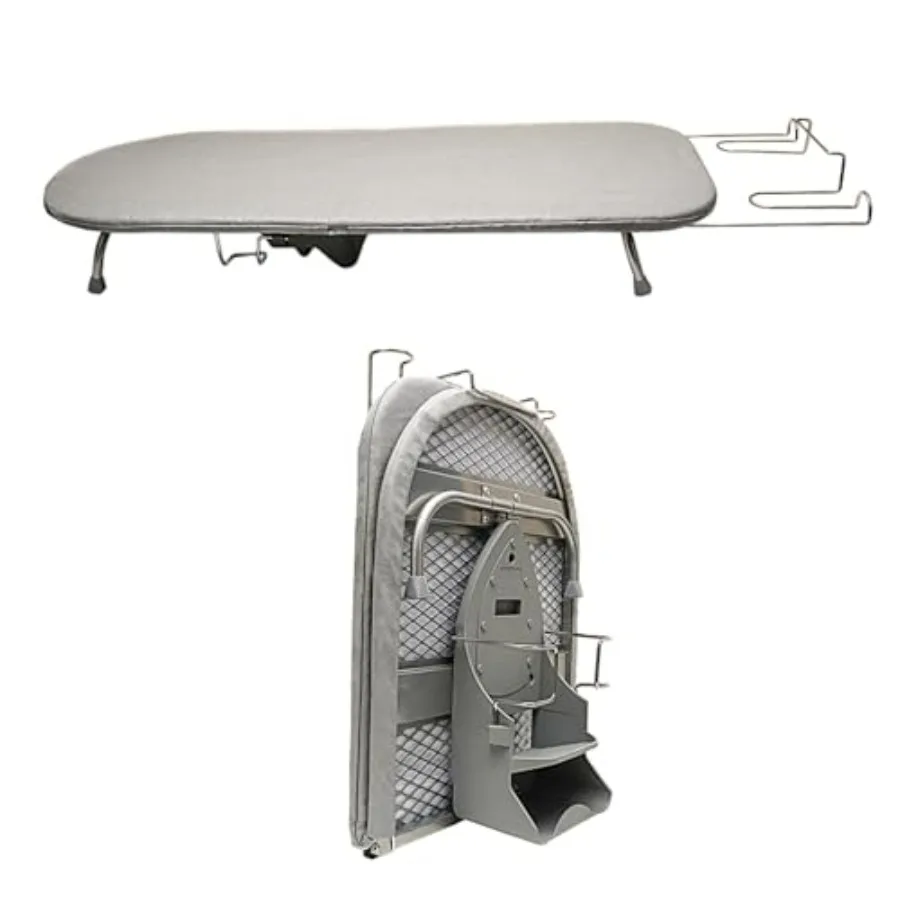 

Folding Tabletop Ironing Board with Iron Holder Rest, Portable Space Saving Small Metal Ironing Board with Heat Resistant Cotton