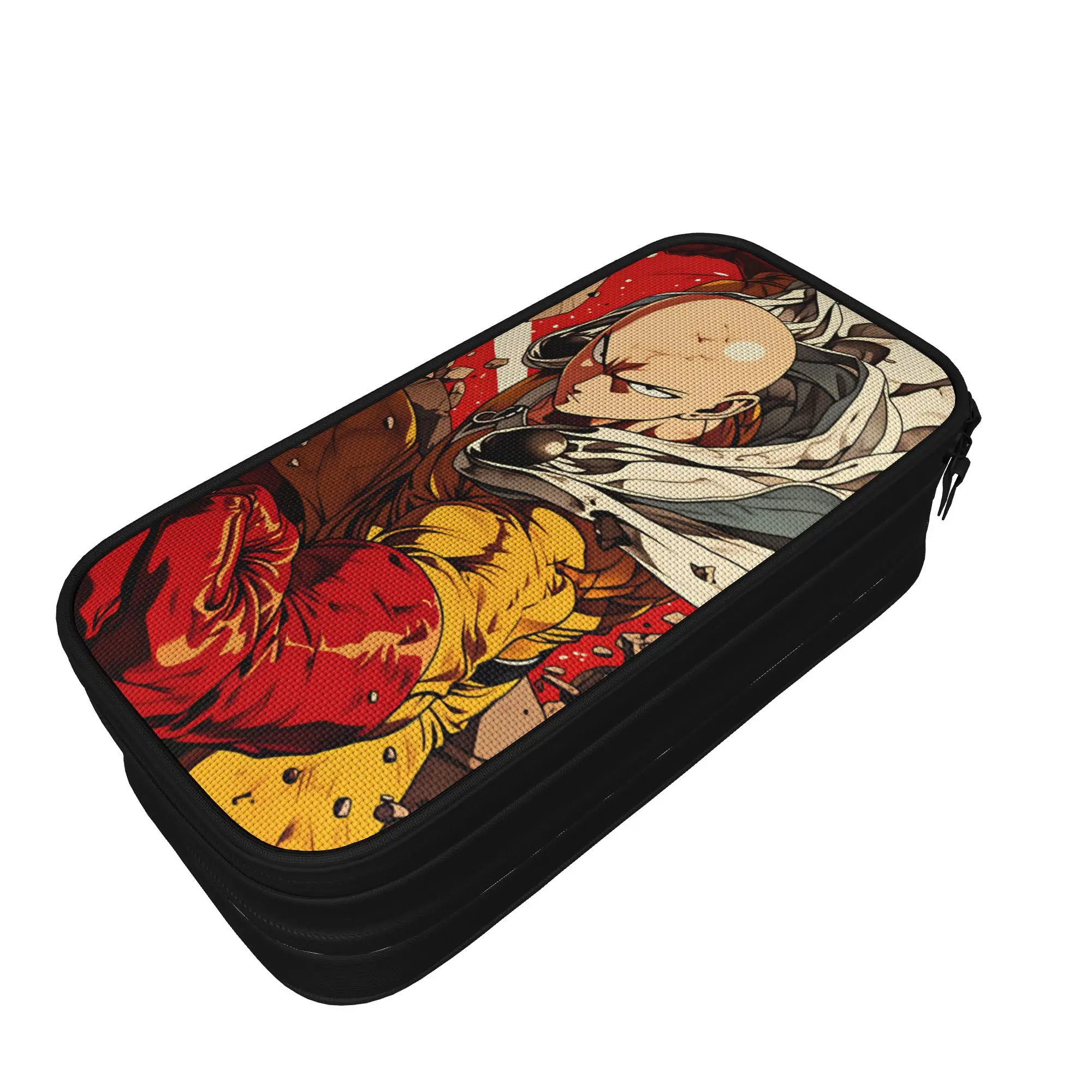 Saitama Pencil Case One Punchs Man  School Pencil Cases Double Layer Boy Girl Cute Portable Pencil Pouch School Supplies