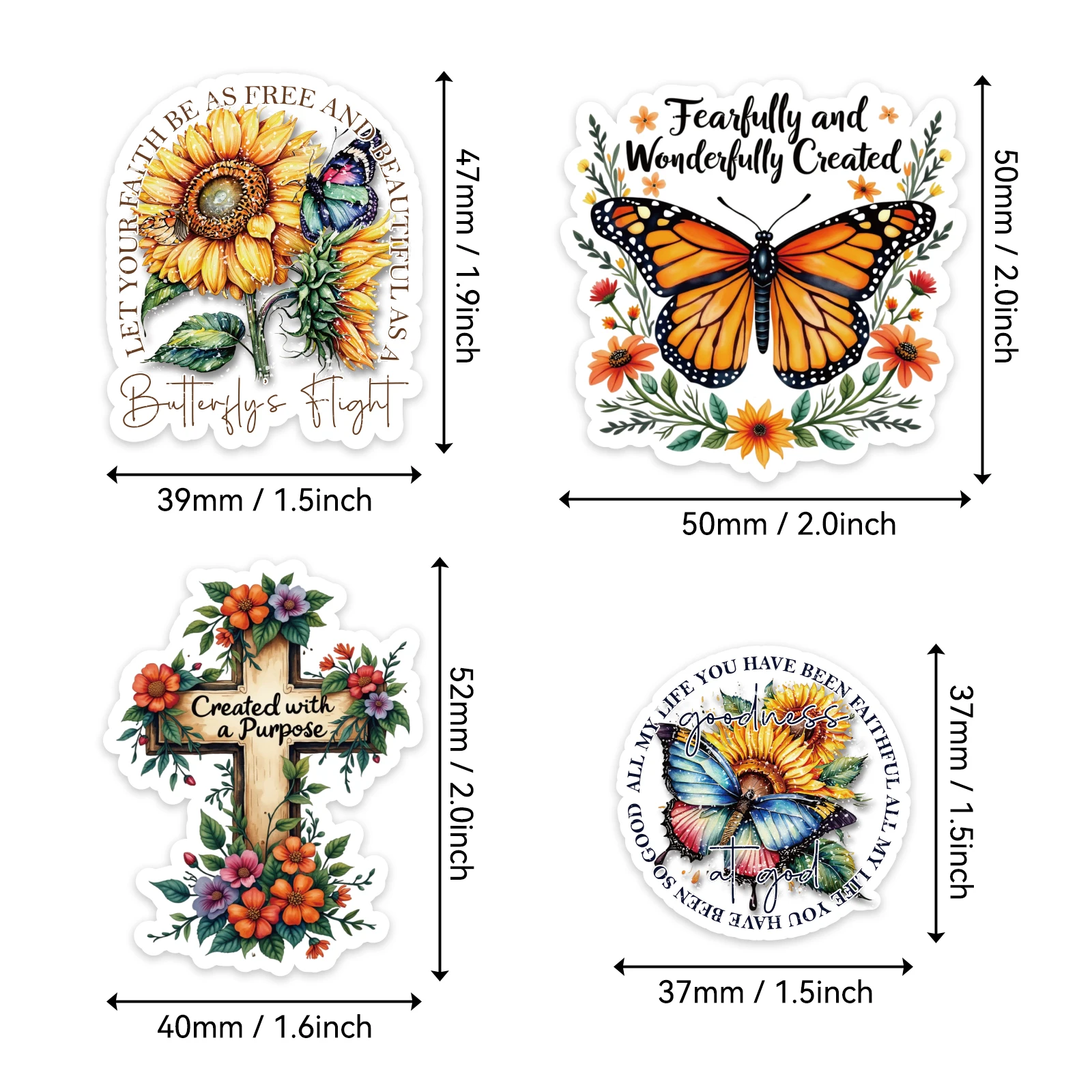 50 قطعة من ملصقات الكتاب المقدس على شكل فراشة يمكنك صنعها بنفسك لتزيين مجلة الهاتف المحمول وعبارة يسوع ملصق نص ملهم لمستلزمات القصاصات