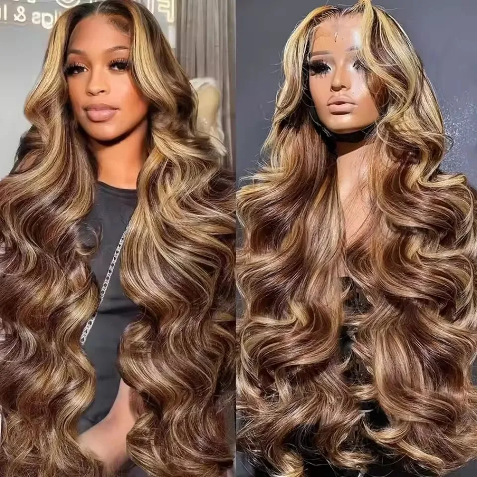 

30 Inch Colored Highlight Human Hair Wigs Body Wave Lace Front Wig 13x6 13x4 Transparent Hd Lace Human Hair Wigs Pre Plucked