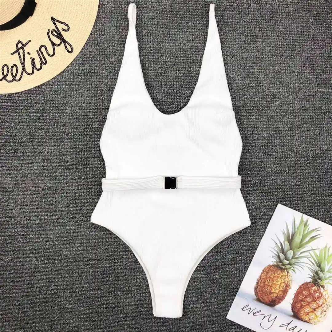 6 Farben, sexy Damen-Badeanzug, gerippt, mit hohem Beinausschnitt, einteiliger Badeanzug für Damen, mit Gürtel, Badebekleidung, Monokini, Damenmodell V1159SW. – Detail 29