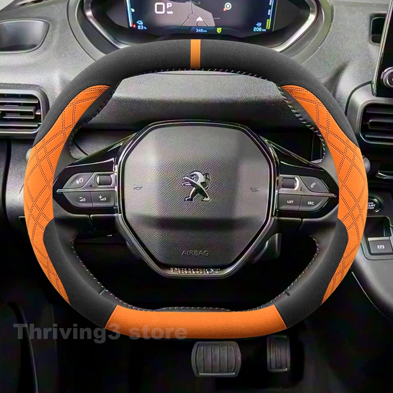 

Suede Warm Car Steering Wheel Cover For New Peugeot e-Partner 3008 2008 5008 408 508 308 2025 2026 Winter Warm Auto Accessories