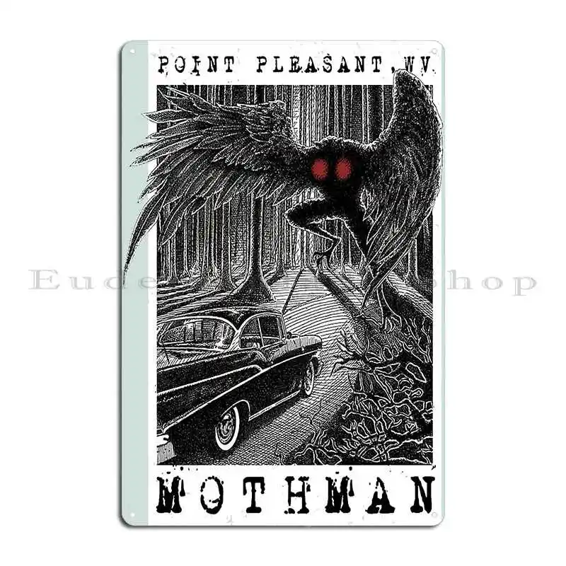 Mothman Encounter Point Pleasant Wv Cryptid Gift Alphagorst Metal Plaque Poster Wall Decor Personalized Garage Tin Sign Poster