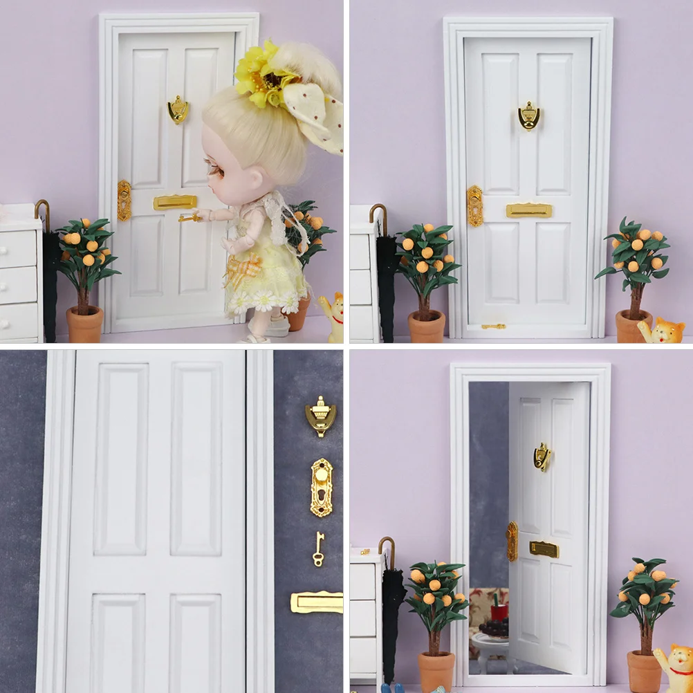 

1Pcs Mini Wood Door Four-Grid Durable Wooden Craft for Handmade House Landscape Decoration DIY Miniature Door Ornament Practical