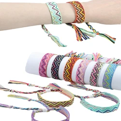 Nepal Ethnic Woven Bracelet Handmade Friendship Braid Rope Weave Hand Strap Embroidery Bangle Tassels Couple Boho Wrap Women Men