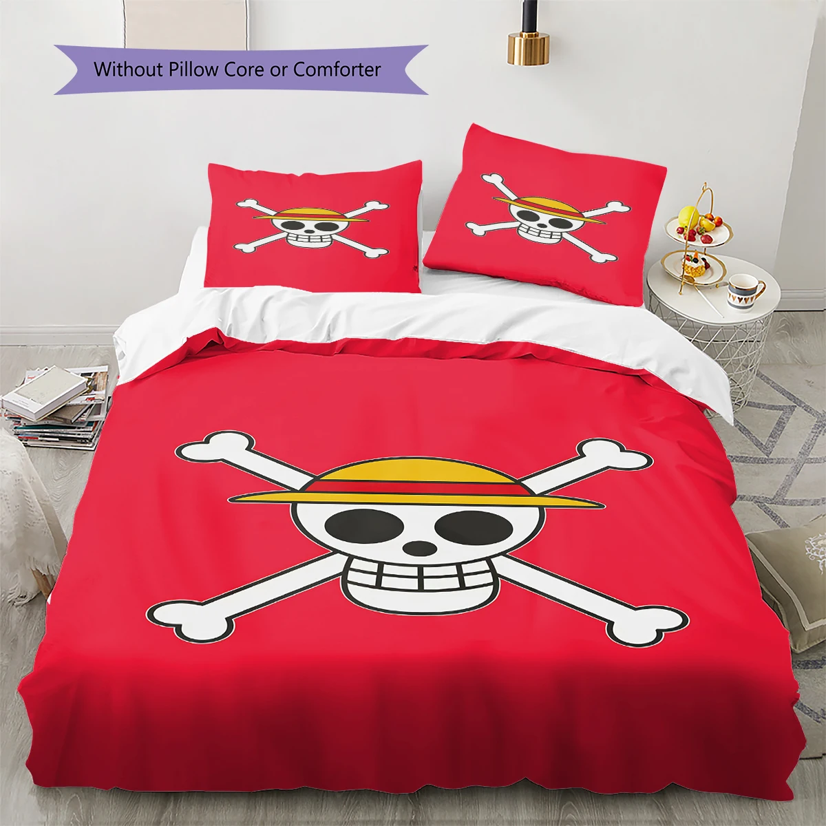 ONE PIECE Logo Comfortable Duvet Cover Soft, Kids Bedding Gift Set, Various Sizes Available -HE65