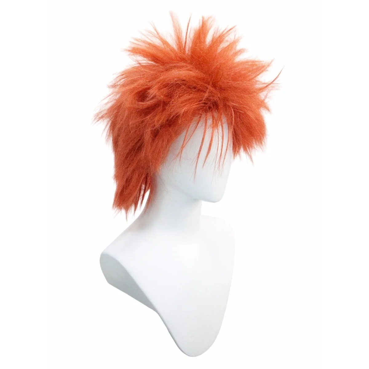 Orange-rote, unordentliche, stachelige, flauschige, kurze synthetische Perücke, Unisex, für Anime, Halloween, Party, lustiges Cosplay-Kostüm, Haarteil – Detail 4