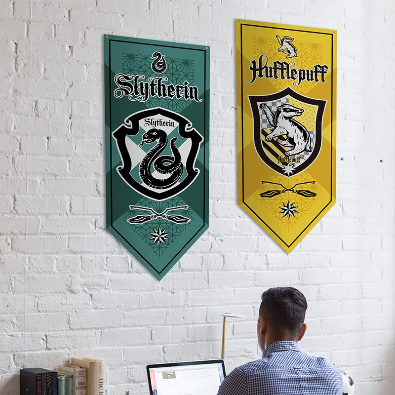 Movie Harries Themed Flag Hogwarts School of Witchcraft and Wizardry Badge Pattern Banner Party Supplies Wall Decoration