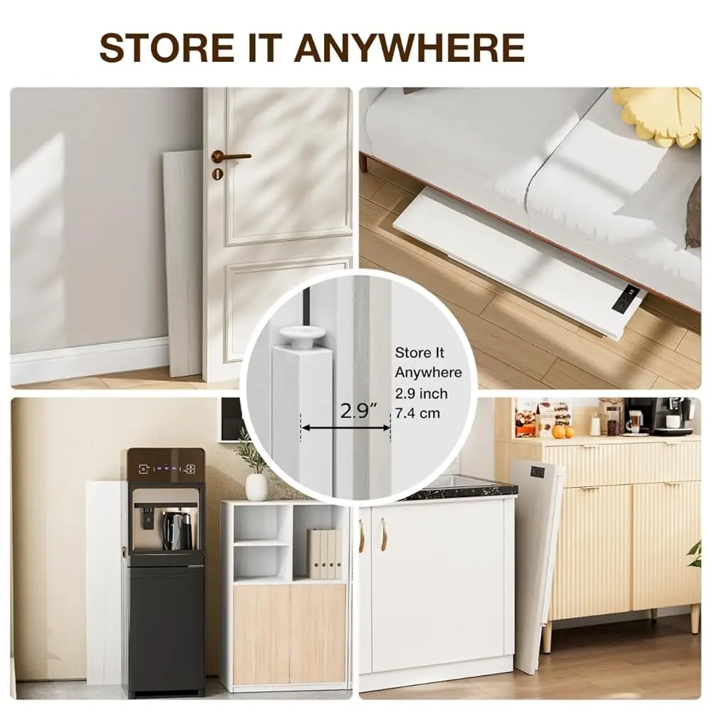 Small Computer Desk Folding Table - No Assembly, Compact 35.8"" Foldable Desk With Power Outlets & Usb Charging Port, Portable