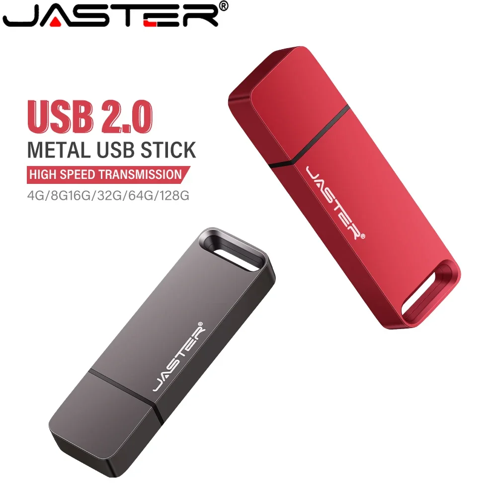 

JASTER Metal 2.0 USB Flash Drive 128GB Real Capacity Memory Stick 64GB Red Creative Gift Pen Drive 32GB Black Pendrive 16GB 8GB