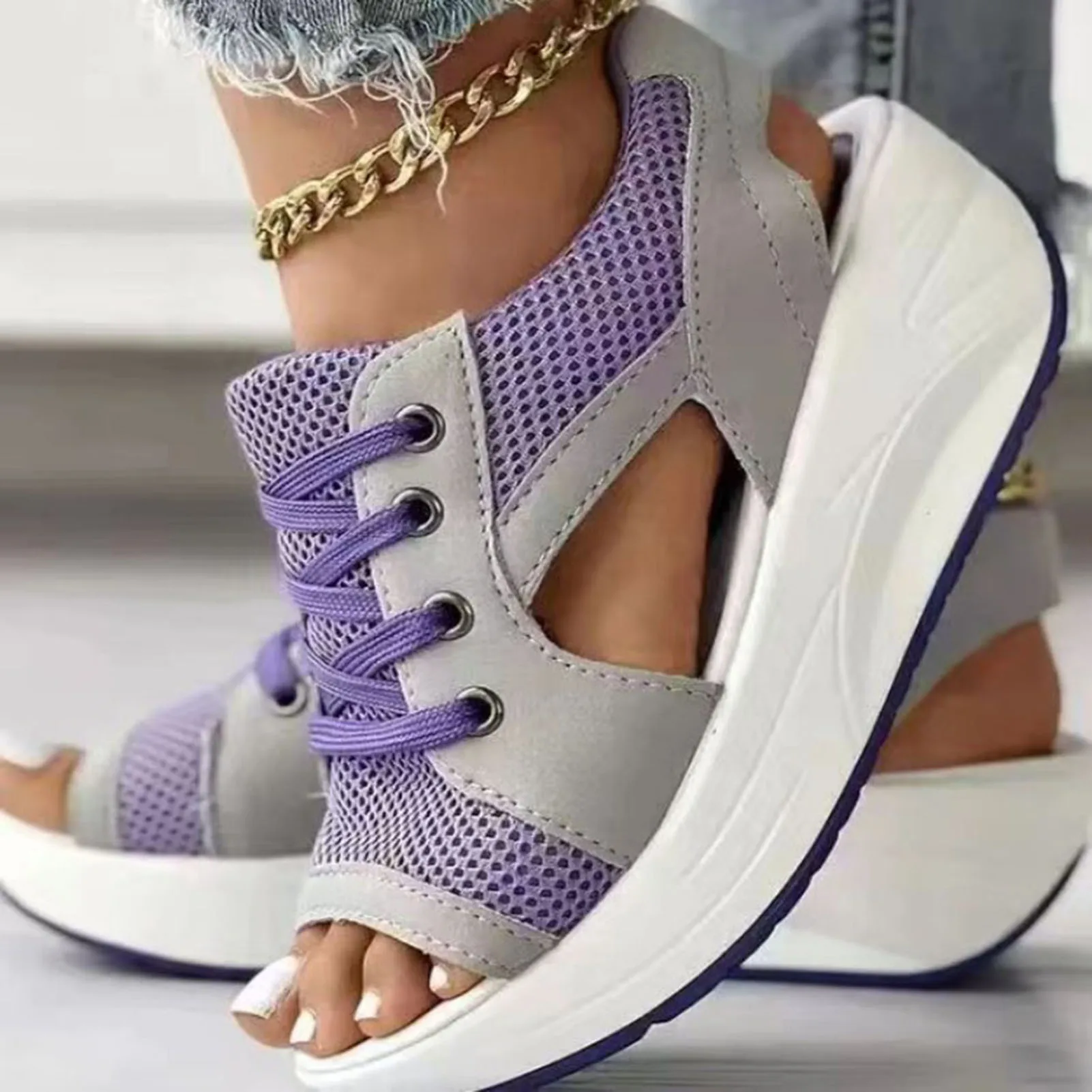 Sandali piatti causali da donna scarpe sandali sportivi con scivolo ortopedico Design con zeppe per la spiaggia di ritorno a casa di nozze