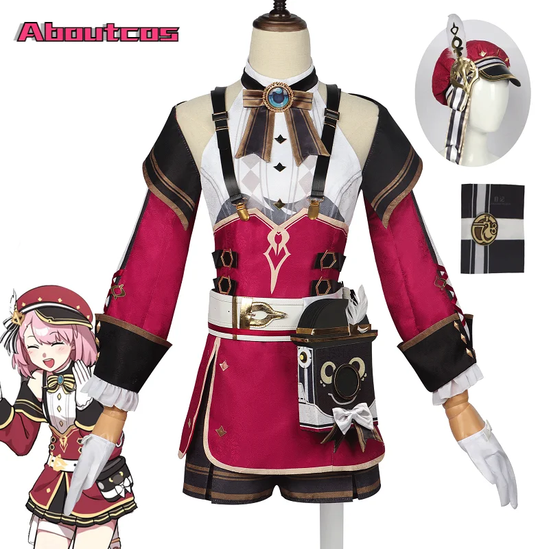 

Aboutcos Genshin Impact Charlotte Cosplay Anime Costume Women Outfits Fantastic Skirts Halloween Carnival Party Disguise Suit