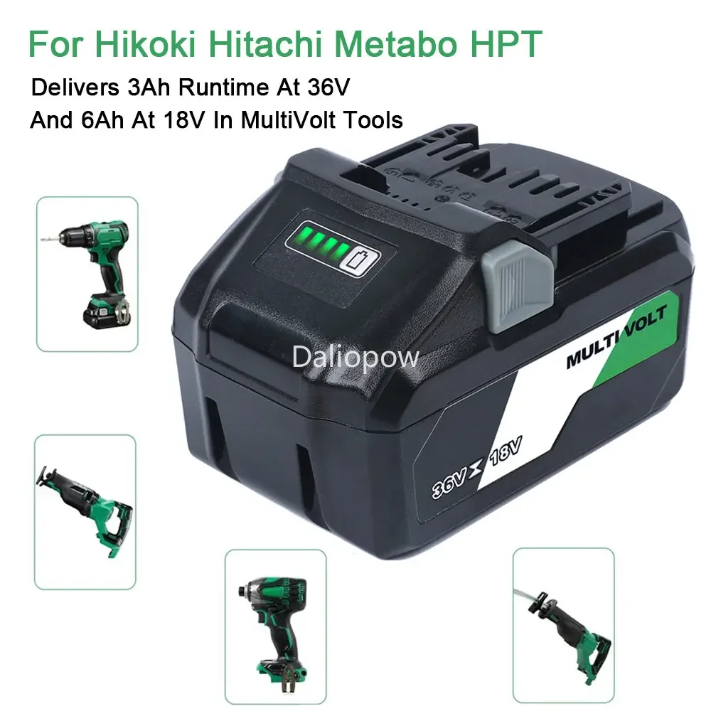 18V 6.0Ah/36V 3.0Ah MultiVolt Li-ion Replacement Rechargeable Battery for Hikoki Hitachi Metabo HPT Power Tool BSL36A18 BSL36B18