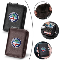 1pc PU Leather Men & Women Mini Short Wallet Coin Purse Solid Card Holder Accordion Card Slots Zipper Pocket For Alfa Romeo GT