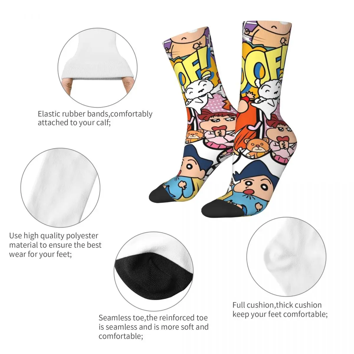 Crayon Shin-chan Kazama Toru Winter Warm Harajuku Women MenSocks Japanese Anime Sweat Absorbing Skateboard Socks