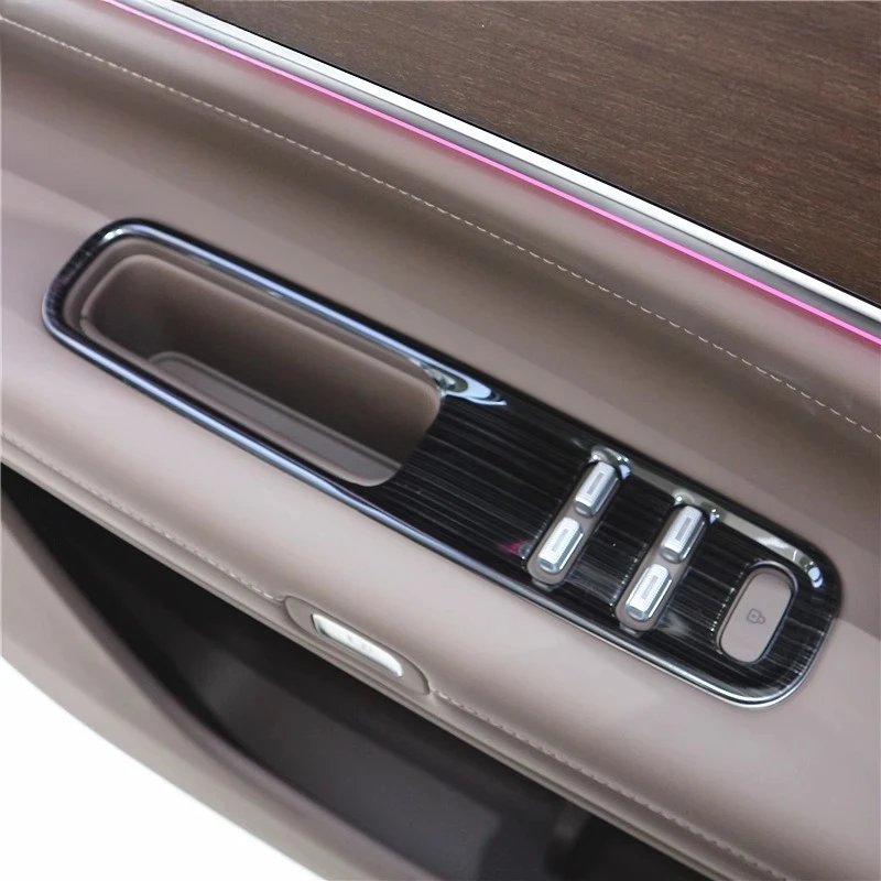 Glass Lift Switch Panel Decorative Patch Wood Grain Carbon Fiber Stainless Steel Modified Bright Strip For AITO M9