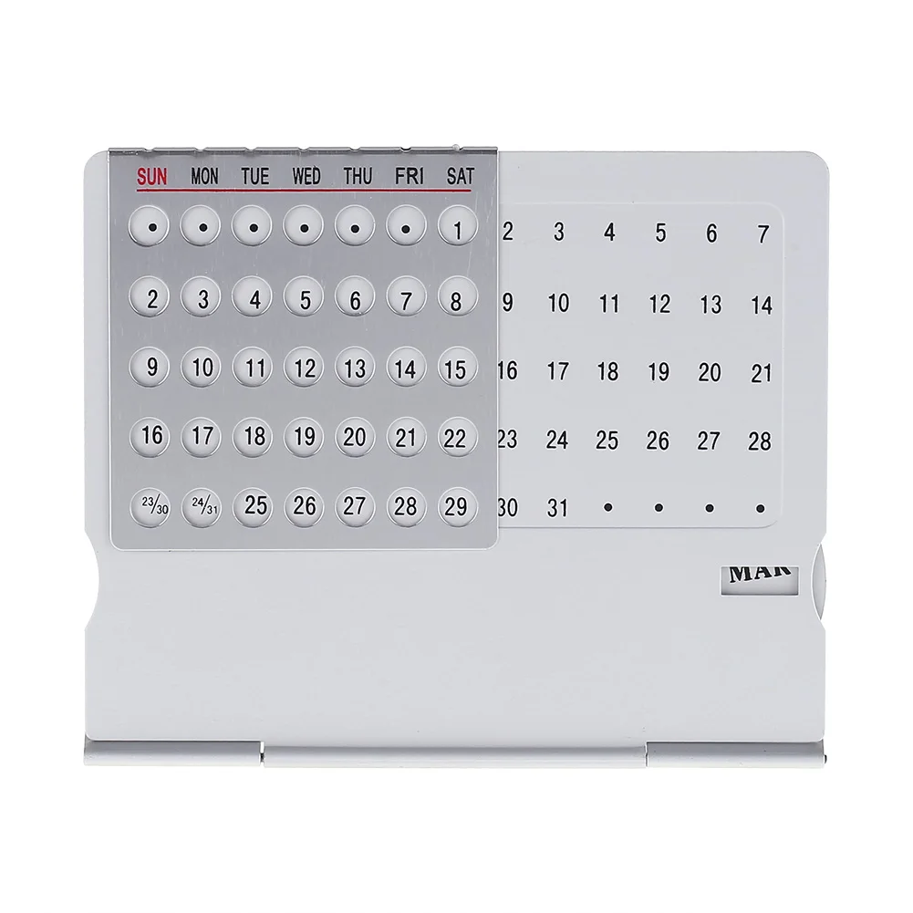

Aluminium Alloy Desktop Calendar Adjustable Corresponding Calendar Room Decoration Foldable Portable for Office Supplies