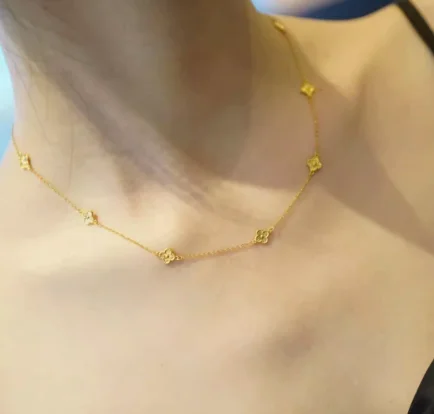 

18k gold necklaces for women au750 jewelry real gold flower necklace