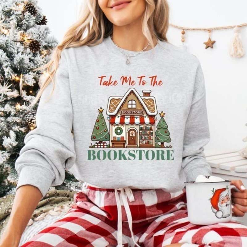 Bluza z nadrukiem: Przynieś mnie do księgarni, Klub książkowy, Prezent dla miłośnika książek, Prezent dla miłośnika książki, Wzór nadruku, Jesień i zima, Pulower