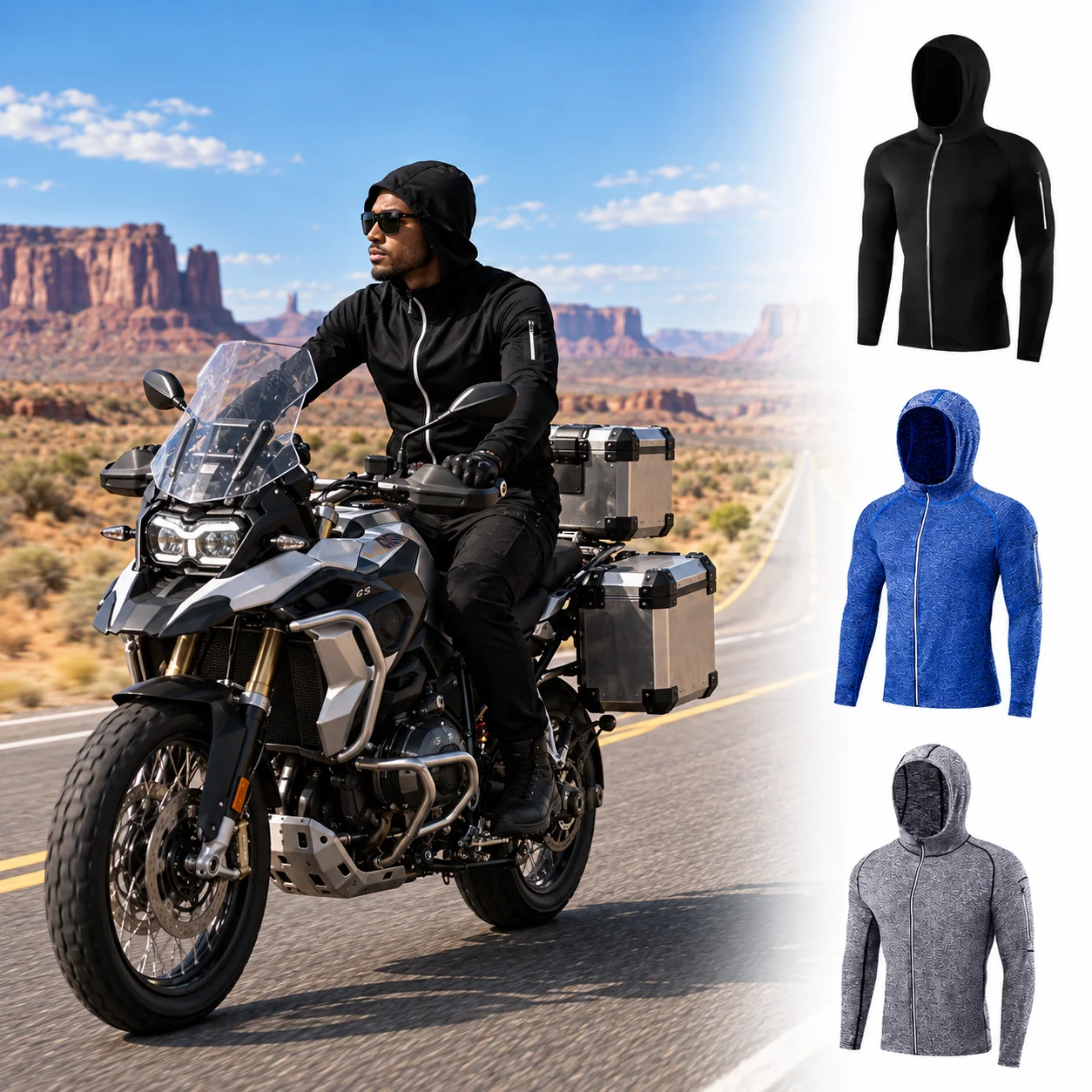 Men‘s Reflective Hooded Running Jacket,Hoodie Suit for Motorcycle E-Bike E-MTB Electric Bike Cycling Touring,Daily Sports