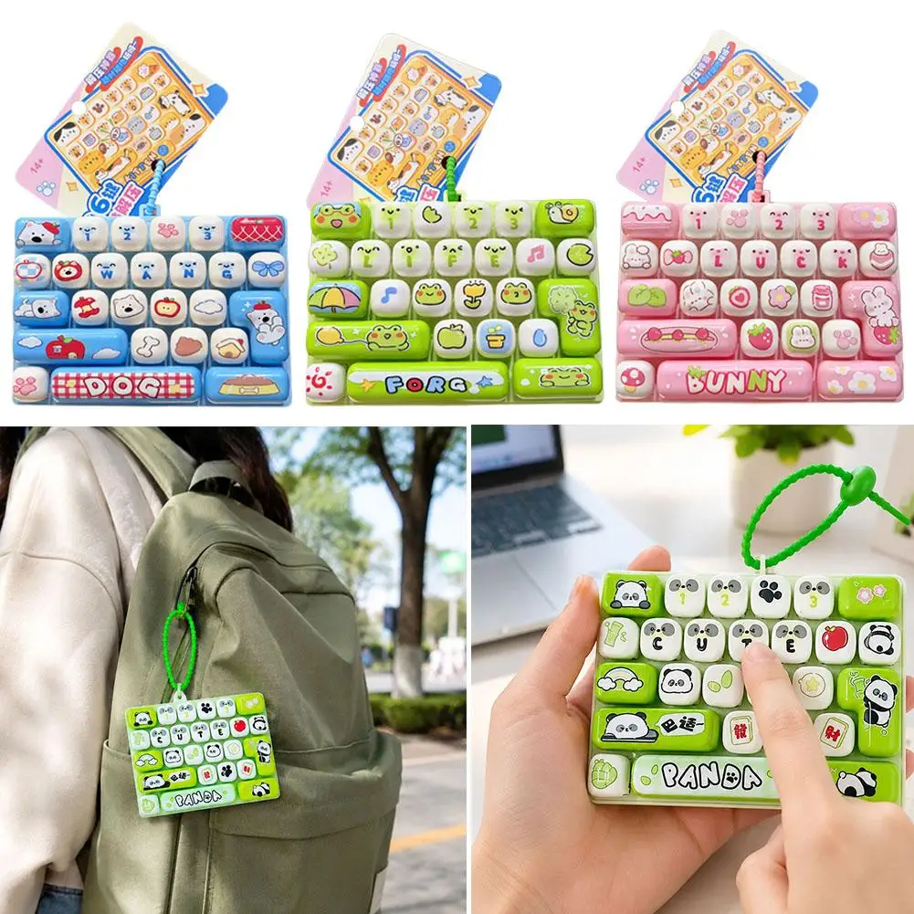 26 Key Keyboard Keychain Keycap Clicker Fidget Cute Toy Stress Relief Cartoon Pendant Bag Gift for Party Birthday Decompression