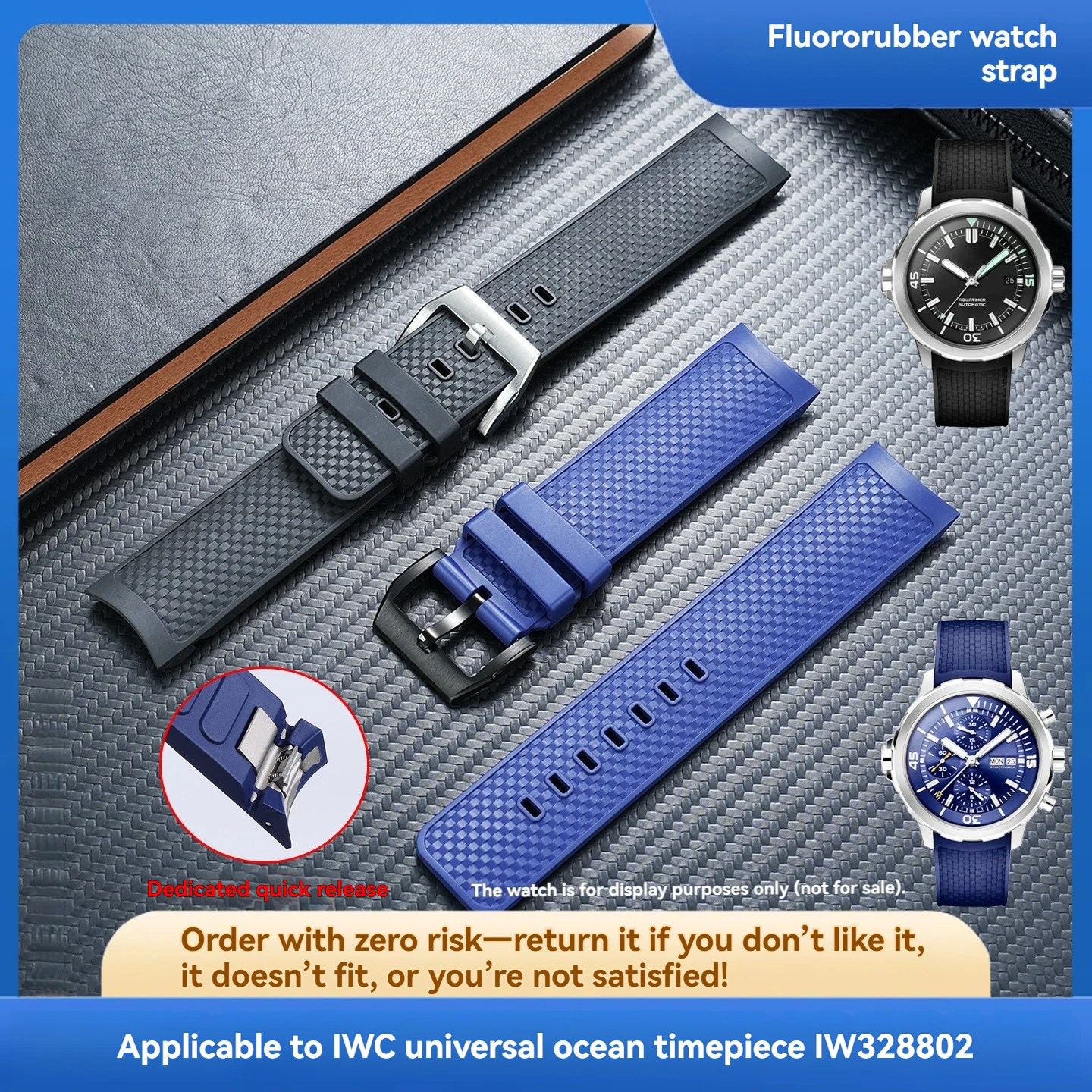 Suitable for IWC Marine timepiece IW328802/376806 quick release fluorine rubber replacement watchband men's accessories 22mm