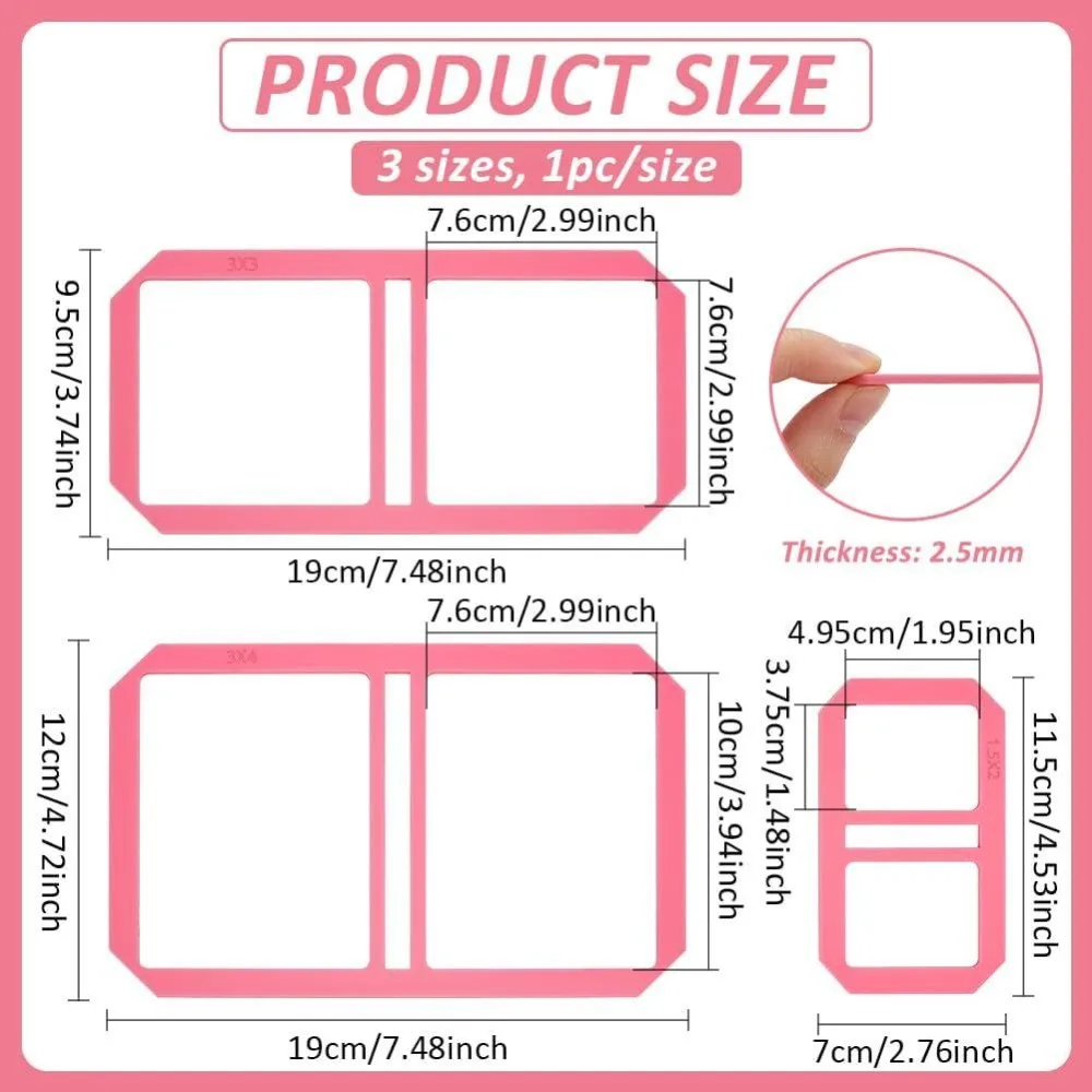 3Pcs Mini Pink Bookbinding Tool Acrylic Sticky Notes Bookbinder Guide Stencil Template Bookbinding Ruler Scrapbooking Tool