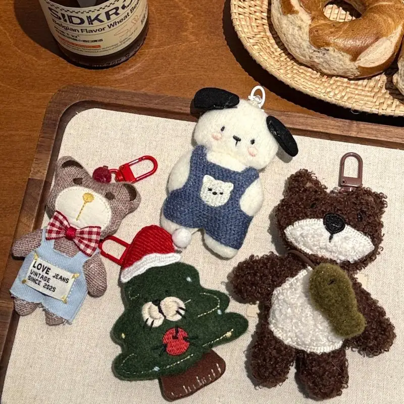 Portachiavi con Orsetto in Peluche Cartone Animato, Ciondolo Decorativo per Zaino, Accessorio Regalo