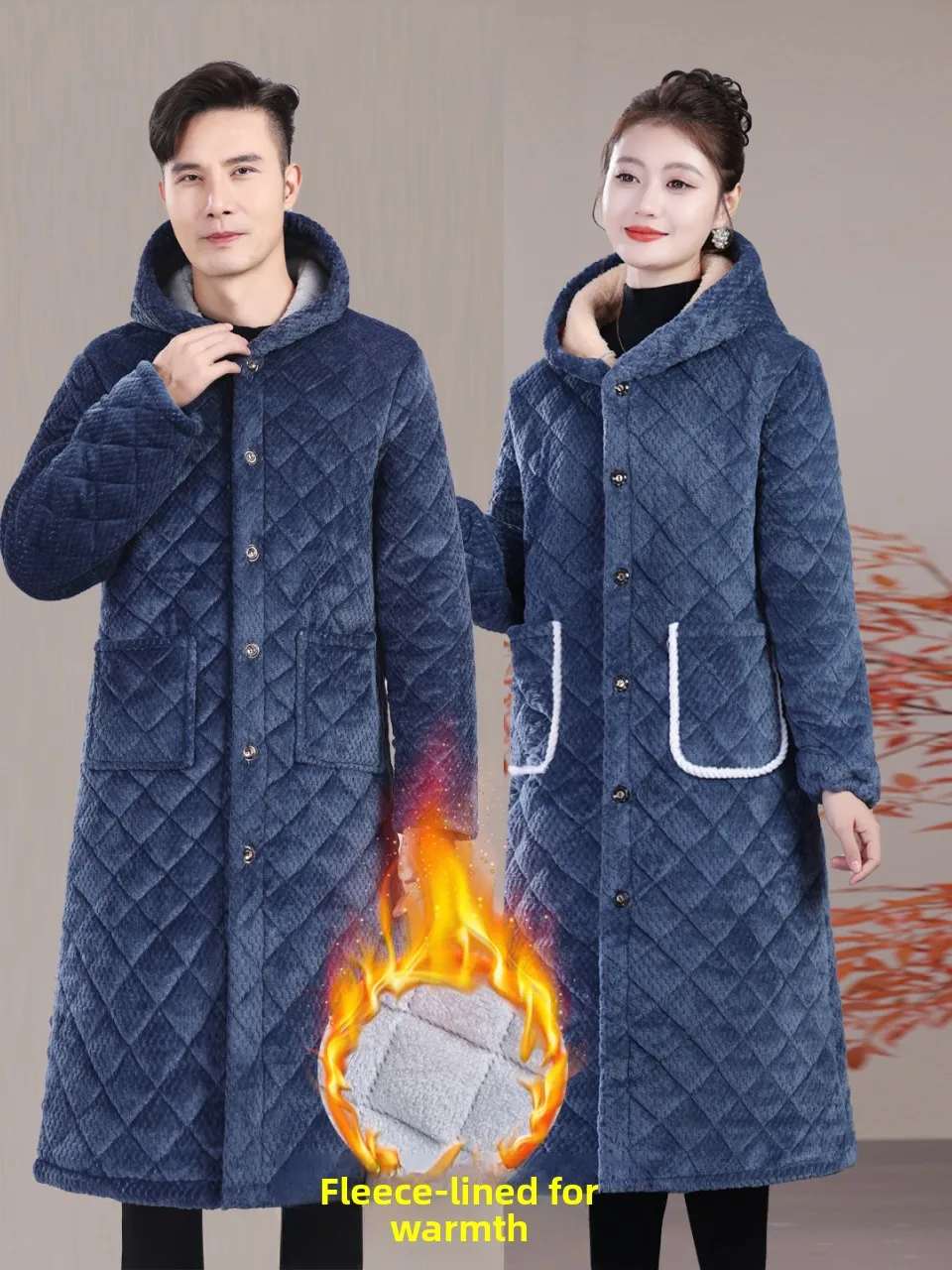 

Thiened Long Hooded Cotton Jaet Warm Winter Clothes for Women Anti-Dirt Home Clothes Couple Cotton Coat Ladies Coat