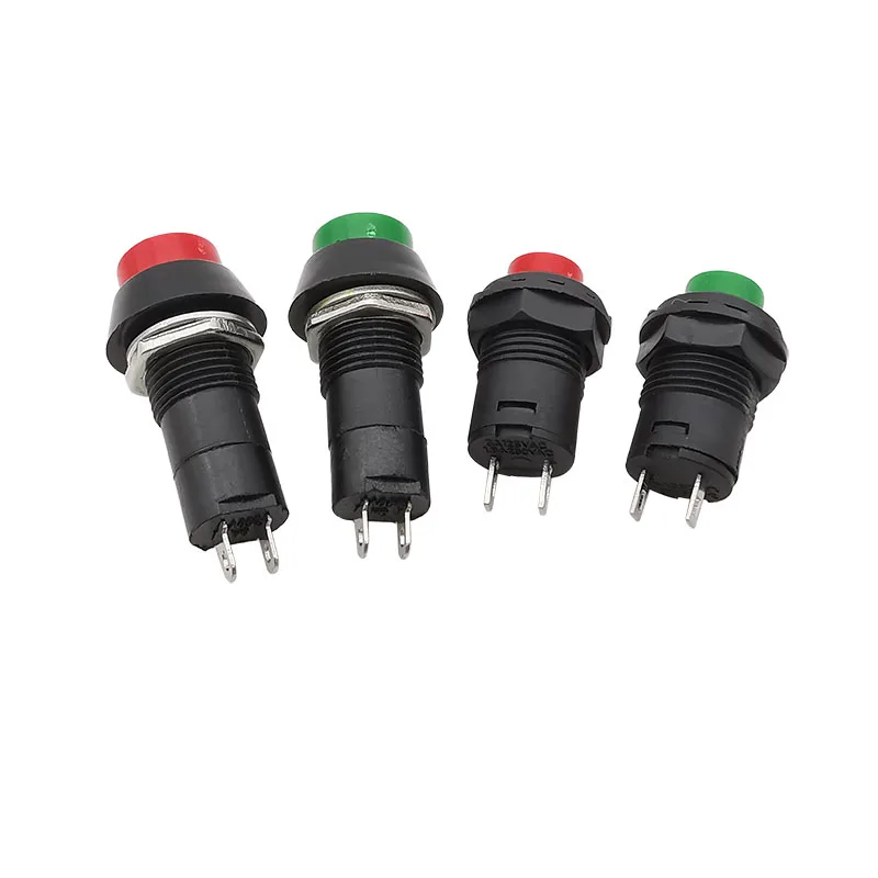 10Pcs DS-428 / PBS-11A 12mm Self-locking Push Button Switch 2 Pin OFF-ON Plastic Pushbutton Switches