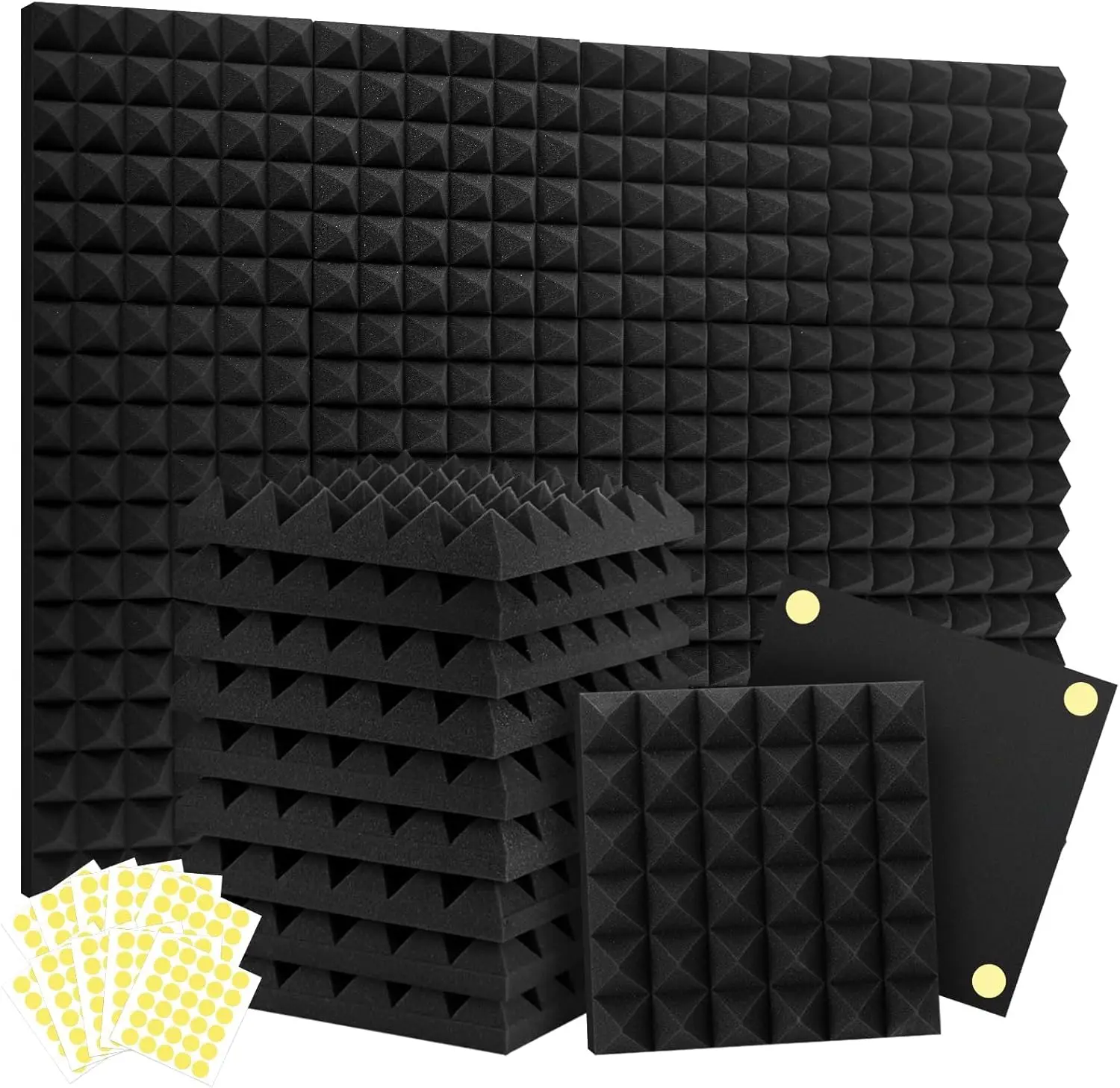 

24 Pack Acoustic Panels with Adhesive - Sound Proof Foam for Walls, Studio Noise Absorption & Echo Control Kit